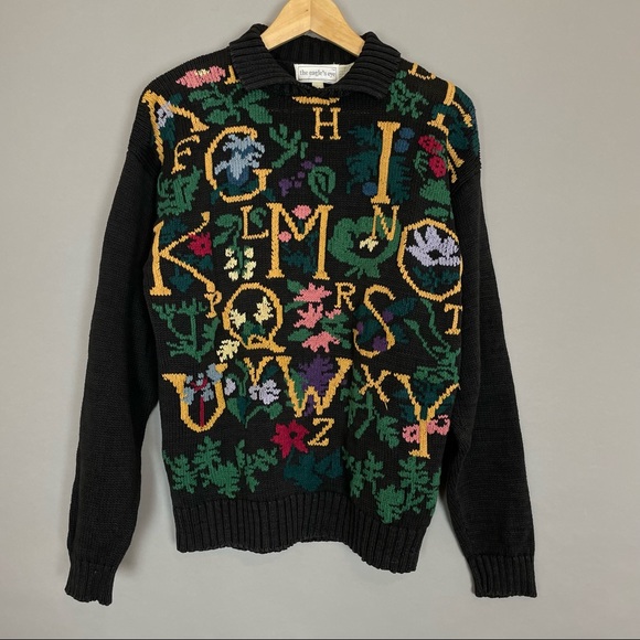 Vintage Sweaters Vintage Teacher Sweater Alphabet Novelty Art